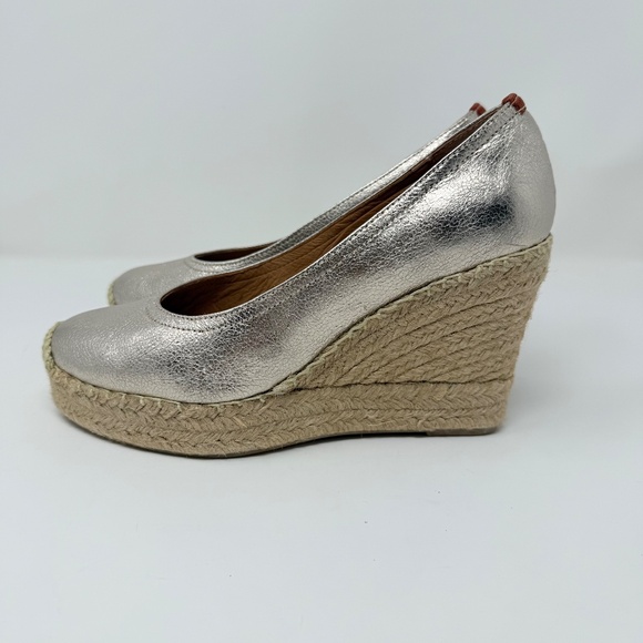 New Penelope Chilvers Scoop Leather Espadrille In Champagne Sz 38 - Picture 8 of 13